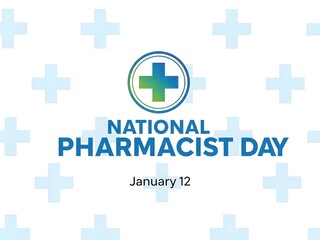National Pharmacist Day January 12 with Medical Cross Pattern and Healthcare Theme