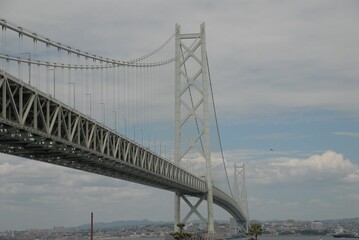 巨大な吊り橋と青空の風景