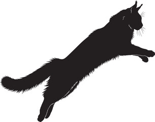 Black cat silhouette leaping through the air © Rulia