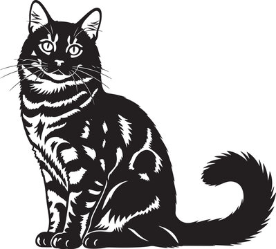 Beautiful black cat sitting and looking at camera