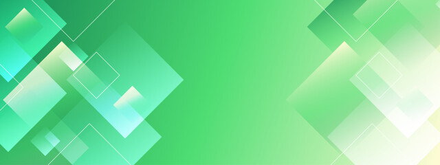 Obraz premium Green geometric shapes with white outlines scattered around