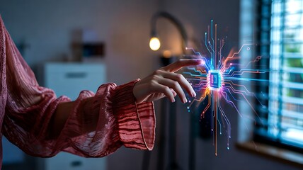 Artificial intelligence and digital brain interface future technology concept
