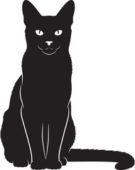 Black cat sitting with smiling face © Rulia