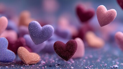 Valentine's Day celebration with colorful hearts on a soft background for expressing love and affection