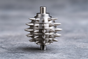 Metal spike roller on threaded rod for industrial use