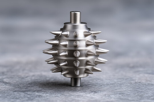 Metal spike roller on threaded rod for industrial use