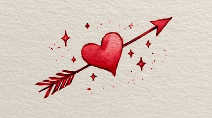 Simple clipart of an arrow with a heart tip for Valentine's Day celebrations and love themed events