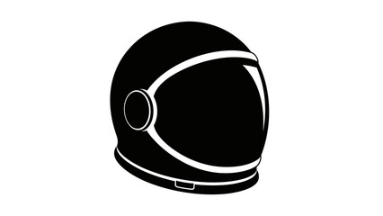 Simple black and white illustration of a futuristic astronaut helmet