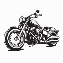 Vintage Chopper Motorcycle Vector.  Chopper Motorcycle Image Illustration.