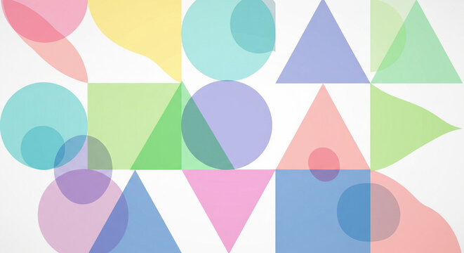 Colorful overlapping geometric shapes abstract background design minimalist modern art illustration - Powered by Adobe