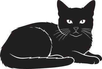 Black cat lying down with white eyes © Rulia