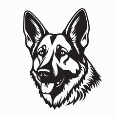 Fototapeta premium German Shepherd Dog Head Profile Vector Image on White Background