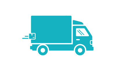 A simple turquoise delivery truck icon indicating fast shipping and logistics services