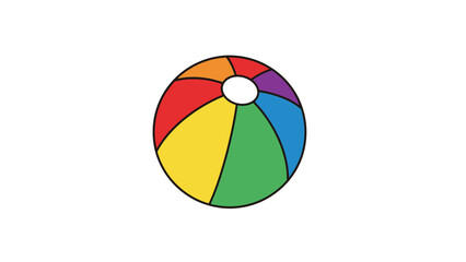 A vibrant rainbow-colored beach ball symbolizing summer fun and outdoor recreation