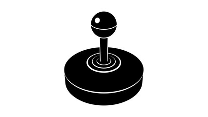 A vintage black joystick icon on a white background for gaming enthusiasts