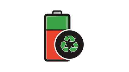 Battery recycling symbol and icon for renewable energy concept