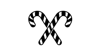 Black and white candy cane illustration representing holiday cheer and sweet treats