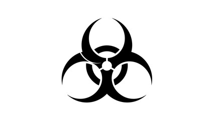 Black Biohazard Symbol on a White Background representing danger and potential threat