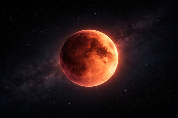 Obraz premium Blood lunar eclipse in sky