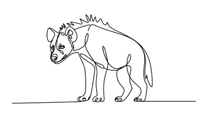 Fototapeta premium One continuous line illustration of an Hyenas , isolated on white background.