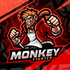 Monkey fighter esport mascot logo design