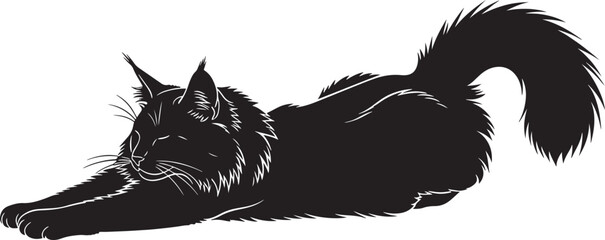 Majestic black cat stretching on white background © Rulia