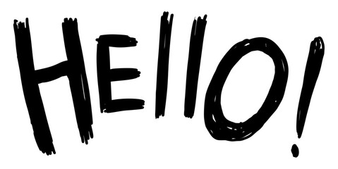 Hello doodle word icon vector for friendly greetings. Ideal for speech bubbles, welcome signs, social media stickers, and cute hand-lettered intros. © Xharites