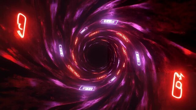 Mystical Portal: An enthralling, neon-lit vortex, swirls of deep reds and purples, beckoning the viewer to explore the unknown dimensions within.