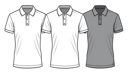 Polo Shirt Mockup Set - White and Gray Variations.