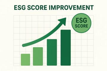 Upward metrics green showing trend sustainability graphic illustrates concept featuring bar, esg score, improvement chart, positive growth.