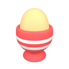 3D Illustration Soft Boiled Egg in Red Striped Cup