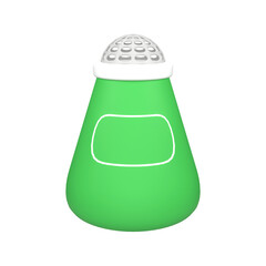 3D Illustration Green Salt or Pepper Shaker Bottle