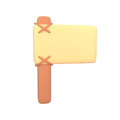 3D Render Blank Wooden Signage Board