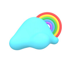 3D Render Rainbow Behind Blue Cloud