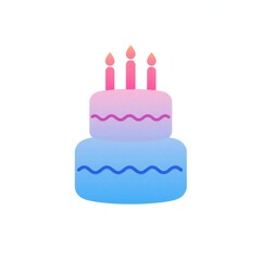 Two tier birthday cake with pink and blue frosting and candles