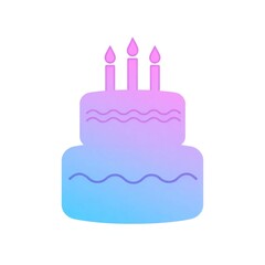 Simple gradient layered birthday cake with three candles