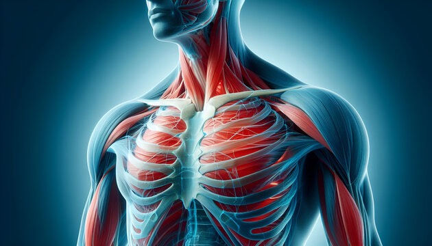 3D illustration of the chest muscles