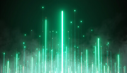 Futuristic Green Light Data Stream Background