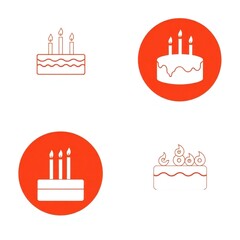 Set of four stylized birthday cakes with candles in a flat design style