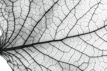 Obraz premium A close-up view of a leaf's intricate network of veins and cracks on a white background