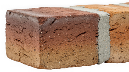 closeup of a brown brick with gray mortar