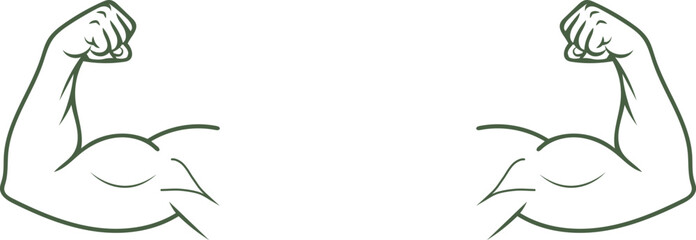 Strong arm muscle flexing a bicep showing power and fitness isolated on transparent background