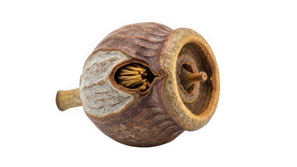 Dried seed pod with stem and seeds exposed