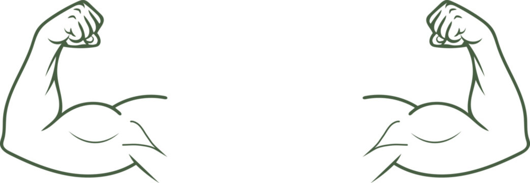 Strong arm muscle flexing a bicep showing power and fitness isolated on transparent background