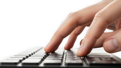 Hands typing on computer keyboard closeup