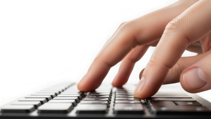 Hands typing on computer keyboard closeup