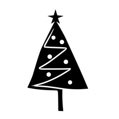 Christmas Pine silhouette on white background
