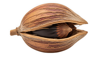 opened seed pod with black seed inside