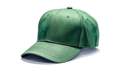 Green baseball cap on a white background.