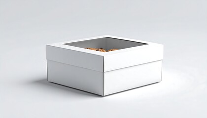 Elegant White Box with Window Displaying Delicious Treats.